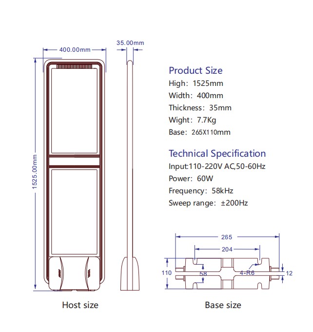 EG-AM22 retail store EAS security alarm pedestal