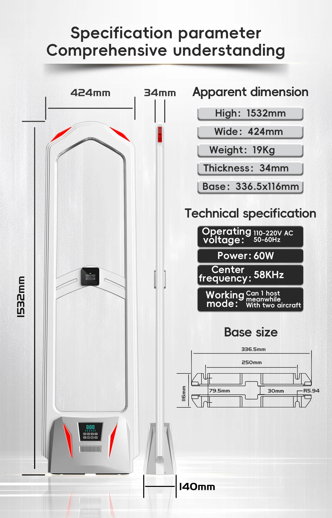 EG-PC01 Clothing 58khz Antenna EAS Security Gates People Counter Sensor Anti Theft System for Retail Stores